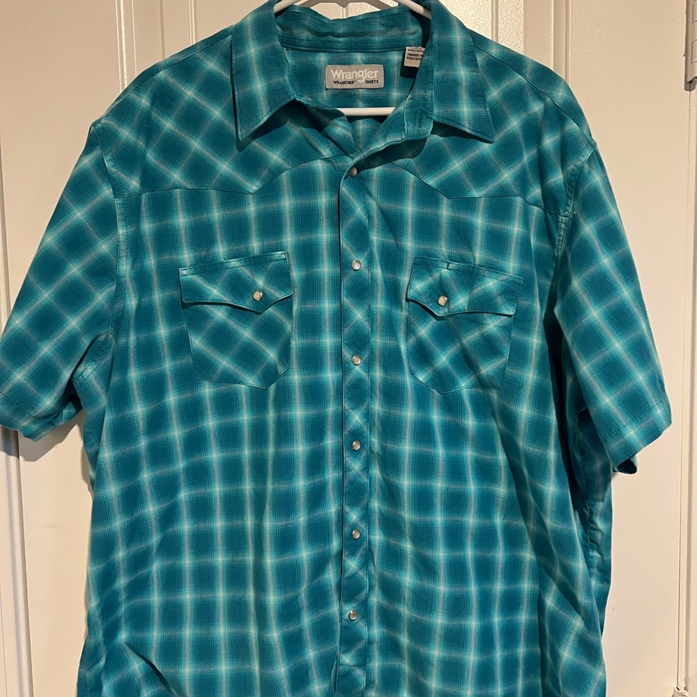 Wrangler Men's Teal Pear Snap Button Down Shirt